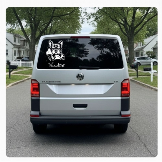 Französische Bulldogge Stinkefinger lustig Wunschtext Autoaufkleber Auto Aufkleber Sticker Pfoten A4302